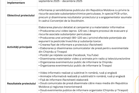 Campanie de comunicare în cadrul proiectului „Eliminarea și gestionarea substanțelor chimice  periculoase din Republica Moldova”