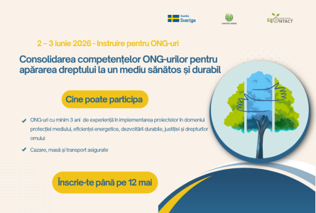 Consolidarea competențelor ONG-urilor pentru apărarea dreptului la un mediu sănătos și durabil